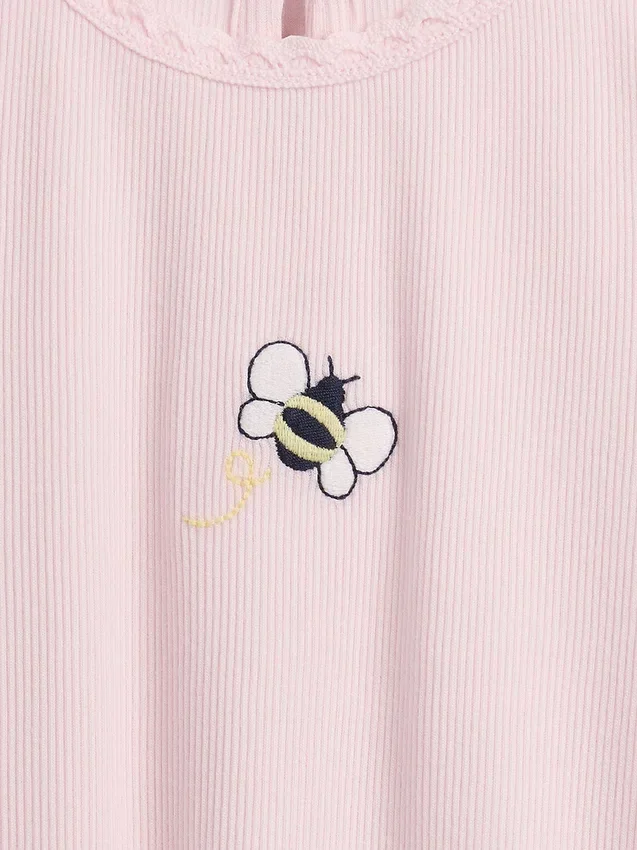 T-shirt a costine ricamata per neonato & bebè