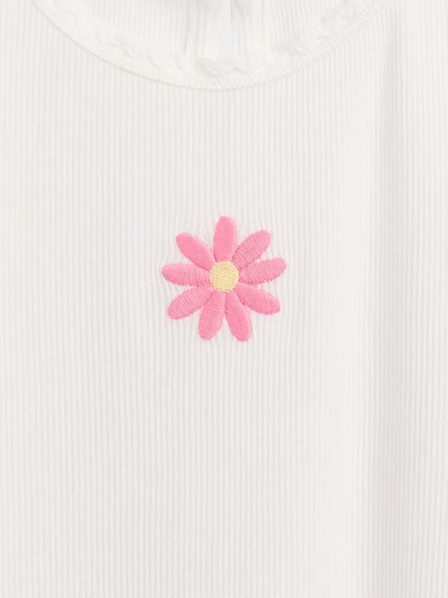 T-shirt a costine ricamata per neonato & bebè