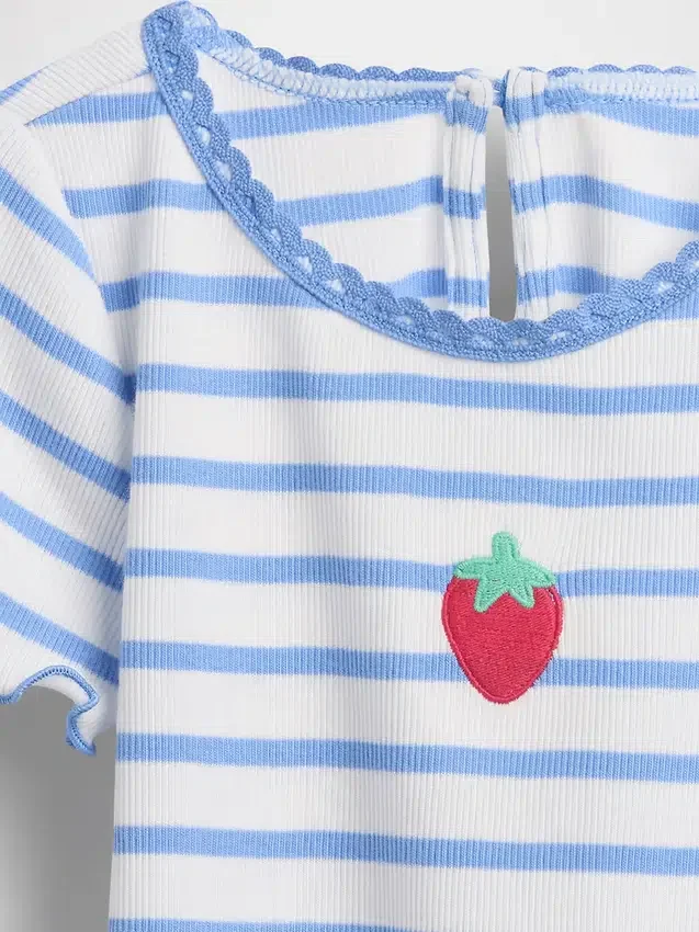 T-shirt a costine ricamata per neonato & bebè