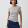 T-shirt a girocollo in punto Pointelle