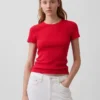 T-shirt a girocollo in punto Pointelle