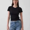T-shirt a girocollo in punto Pointelle