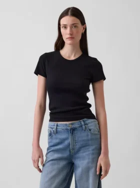 T-shirt a girocollo in punto Pointelle