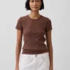 T-shirt a girocollo in punto Pointelle