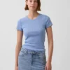 T-shirt a girocollo in punto Pointelle
