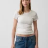 T-shirt a girocollo in punto Pointelle