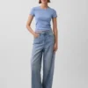 T-shirt a girocollo in punto Pointelle