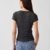 T-shirt a girocollo in punto Pointelle