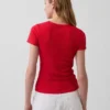 T-shirt a girocollo in punto Pointelle