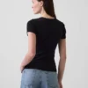 T-shirt a girocollo in punto Pointelle