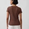 T-shirt a girocollo in punto Pointelle