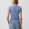 T-shirt a girocollo in punto Pointelle
