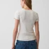 T-shirt a girocollo in punto Pointelle