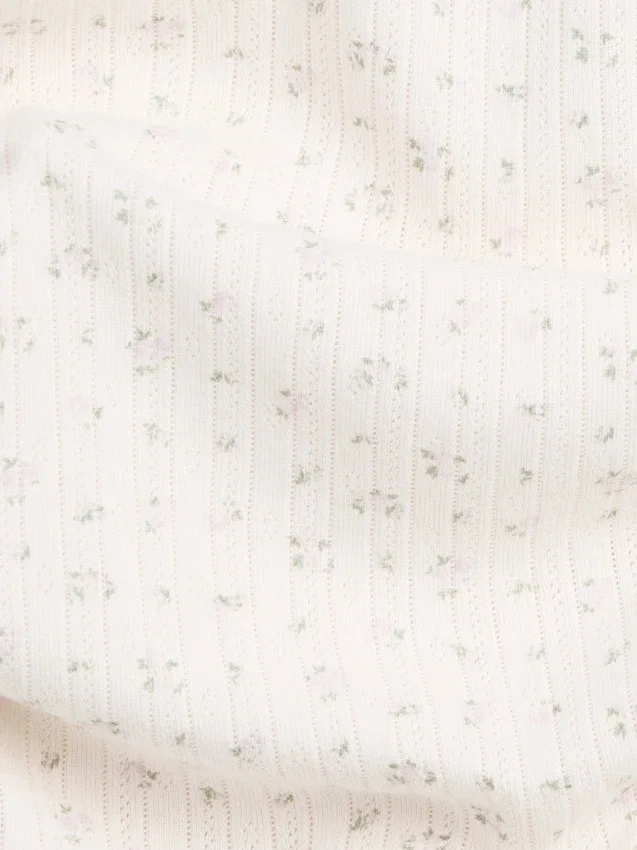 T-shirt a girocollo in punto Pointelle