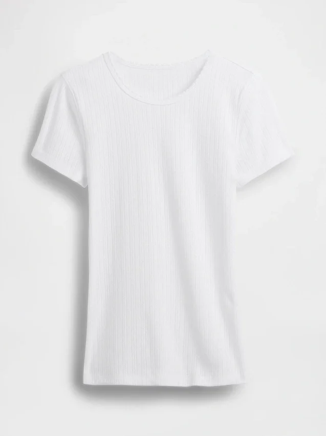 T-shirt a girocollo in punto Pointelle