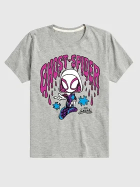 T-shirt a pantaloncini per bambini con grafica “Ghost Spider” in stile scarabocchio Marvel