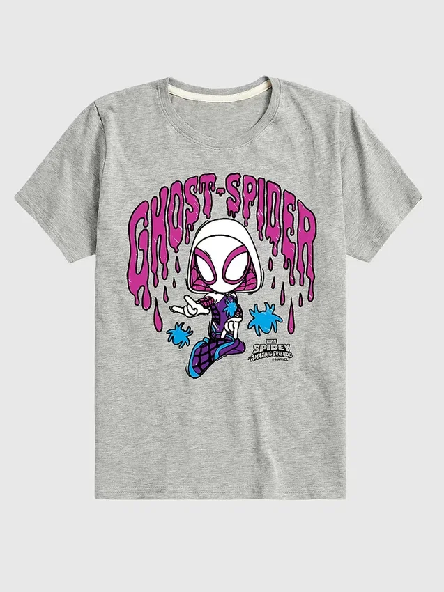 T-shirt a pantaloncini per bambini con grafica “Ghost Spider” in stile scarabocchio Marvel