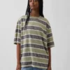 T-shirt a righe oversize Keith Haring