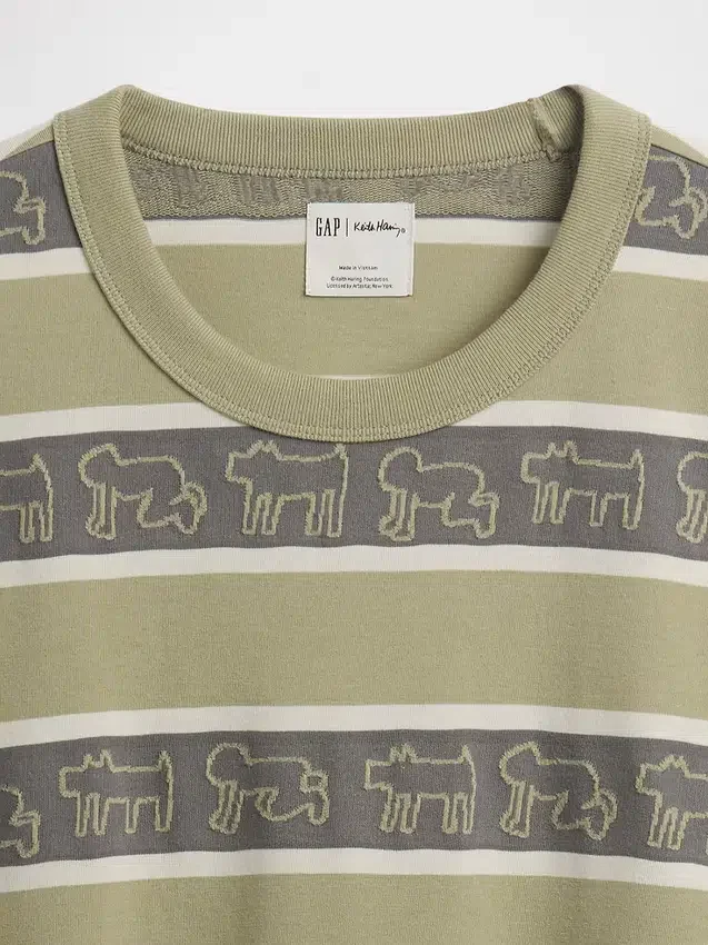 T-shirt a righe oversize Keith Haring