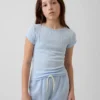 T-shirt aderente a costine Pointelle per bambini