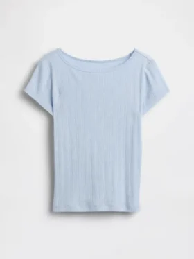 T-shirt aderente a costine Pointelle per bambini