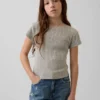 T-shirt aderente a costine variegate per bambini