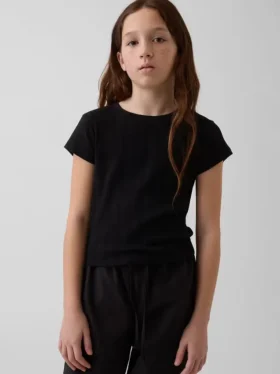 T-shirt aderente a costine variegate per bambini