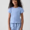 T-shirt aderente a costine variegate per bambini