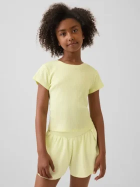 T-shirt aderente a costine variegate per bambini