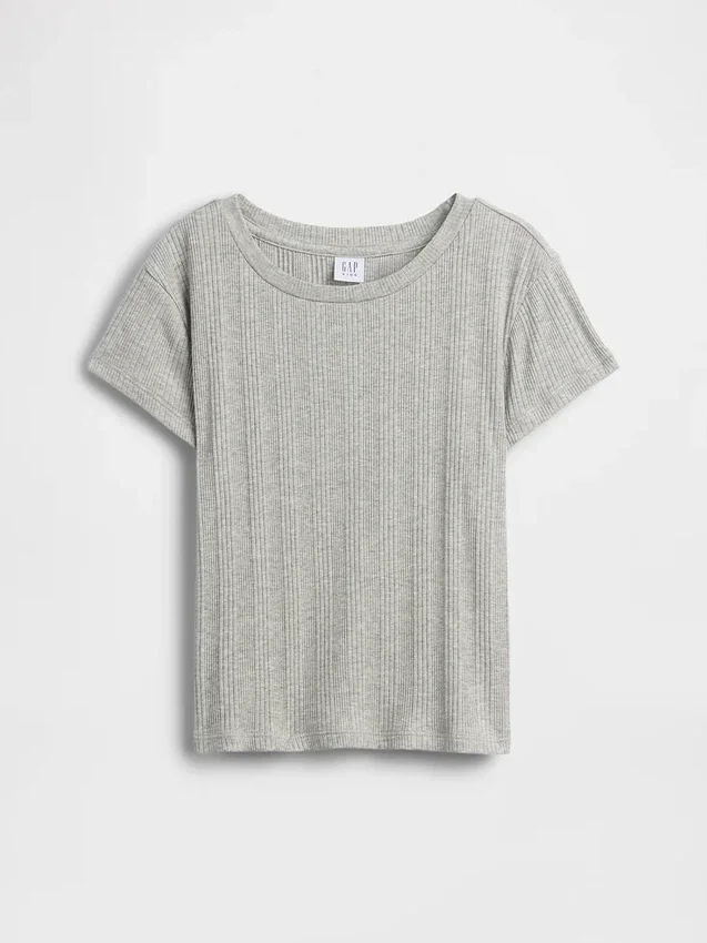 T-shirt aderente a costine variegate per bambini