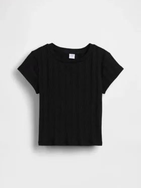 T-shirt aderente a costine variegate per bambini