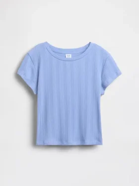 T-shirt aderente a costine variegate per bambini