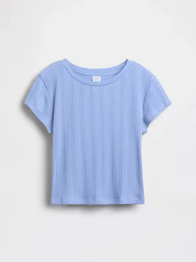 T-shirt aderente a costine variegate per bambini