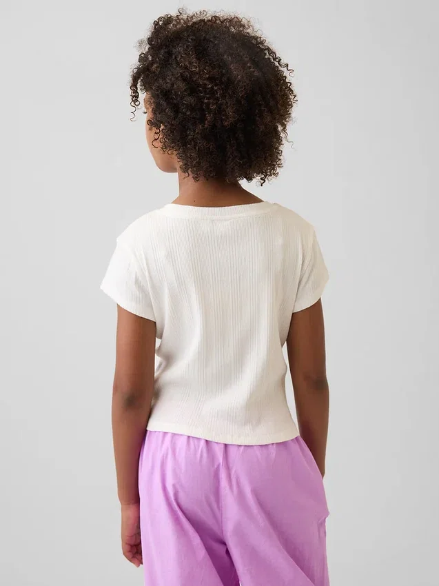 T-shirt aderente a costine variegate per bambini