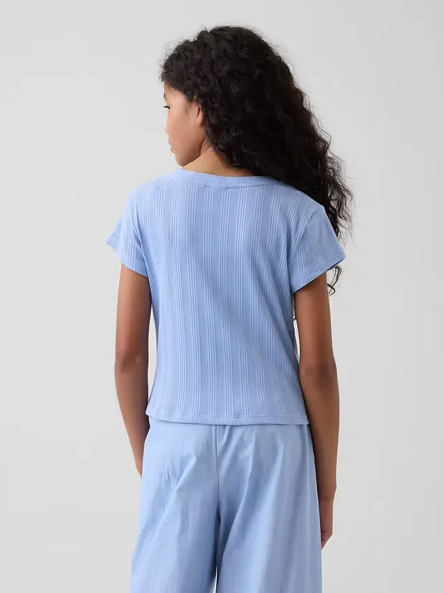 T-shirt aderente a costine variegate per bambini