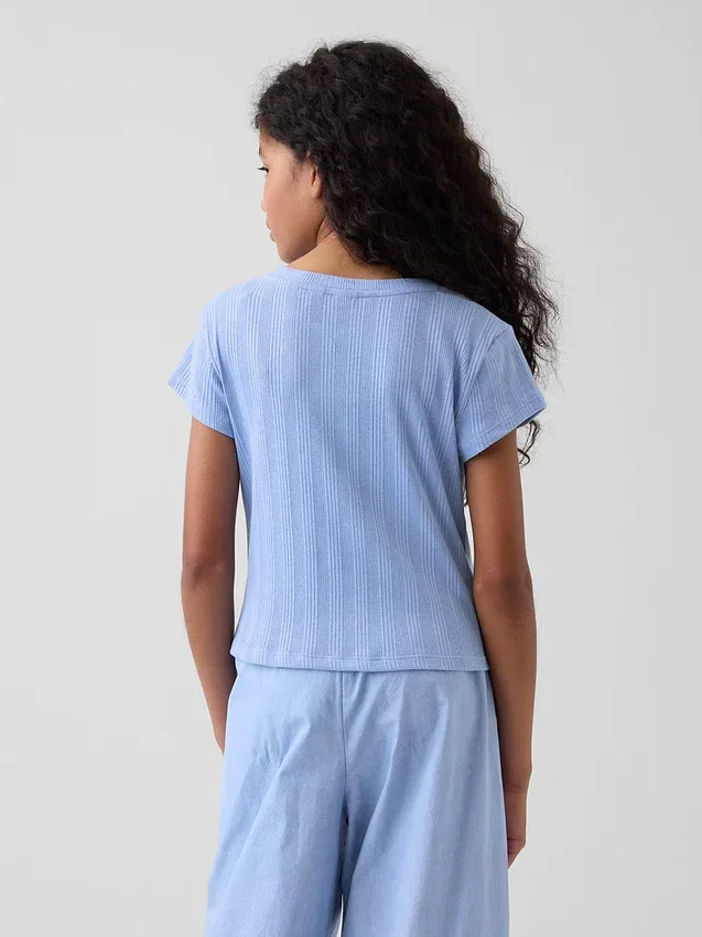 T-shirt aderente a costine variegate per bambini
