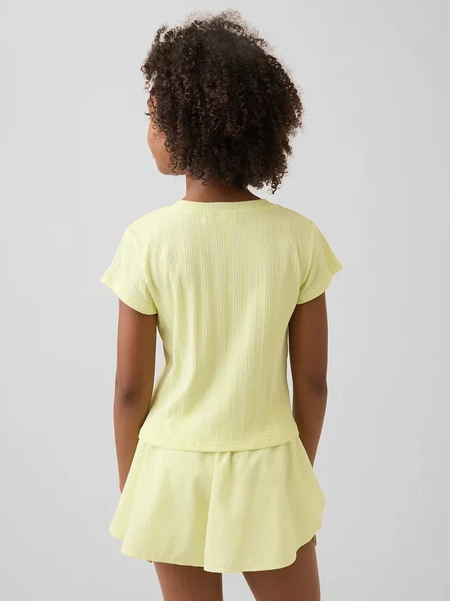 T-shirt aderente a costine variegate per bambini