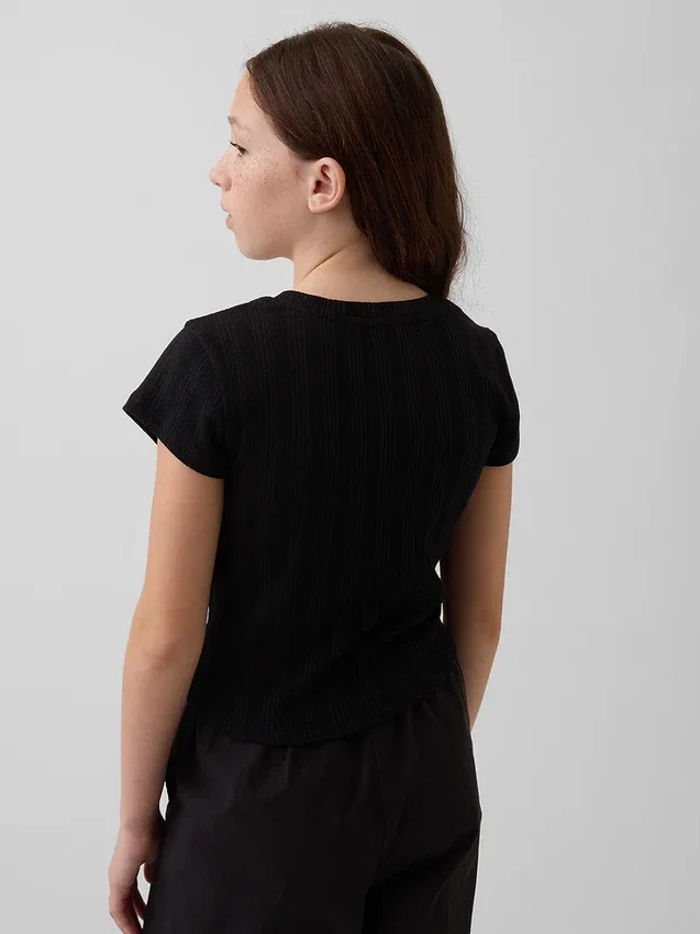 T-shirt aderente a costine variegate per bambini