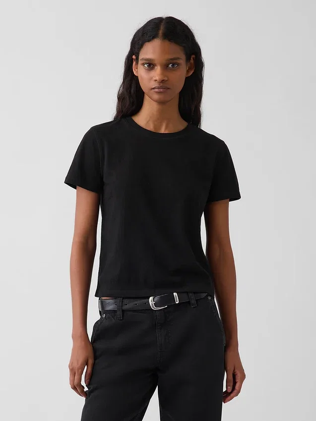 T-shirt autentica in cotone al 100% con effetto ristretto