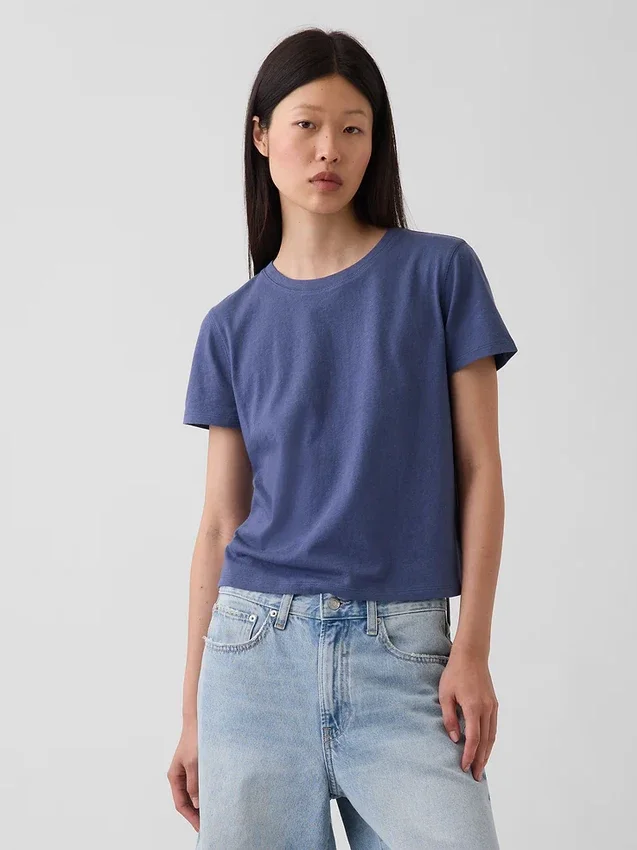 T-shirt autentica in cotone al 100% con effetto ristretto
