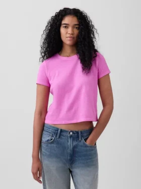 T-shirt autentica in cotone al 100% con effetto ristretto