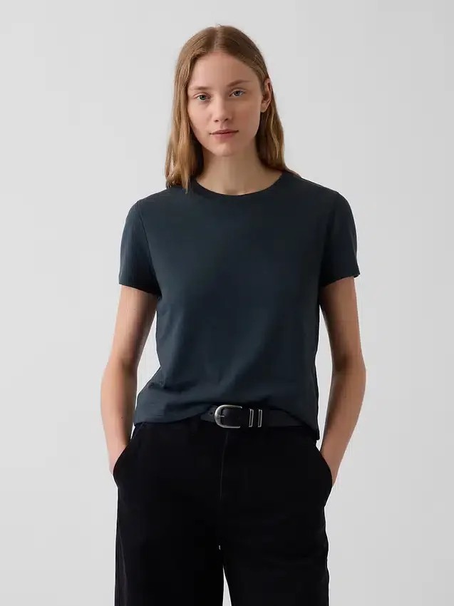 T-shirt autentica in cotone al 100% con effetto ristretto