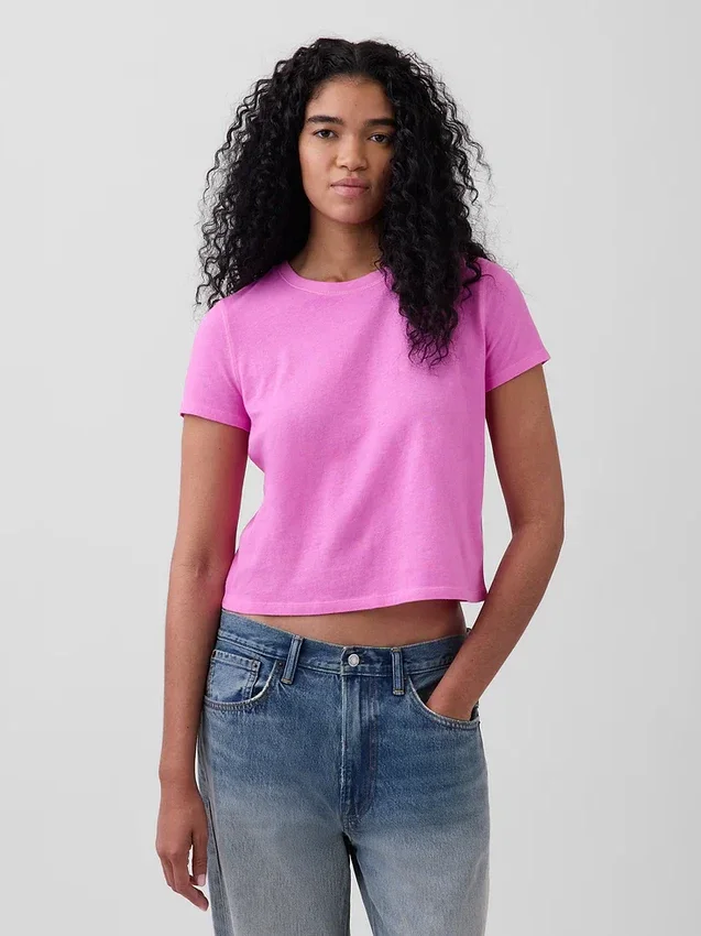 T-shirt autentica in cotone al 100% con effetto ristretto