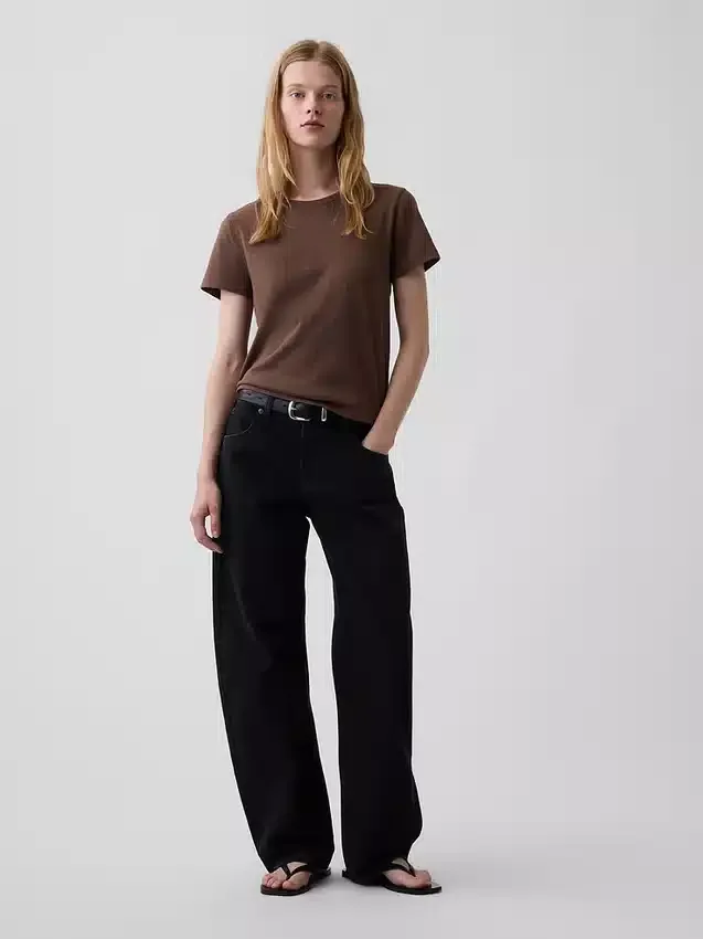 T-shirt autentica in cotone al 100% con effetto ristretto