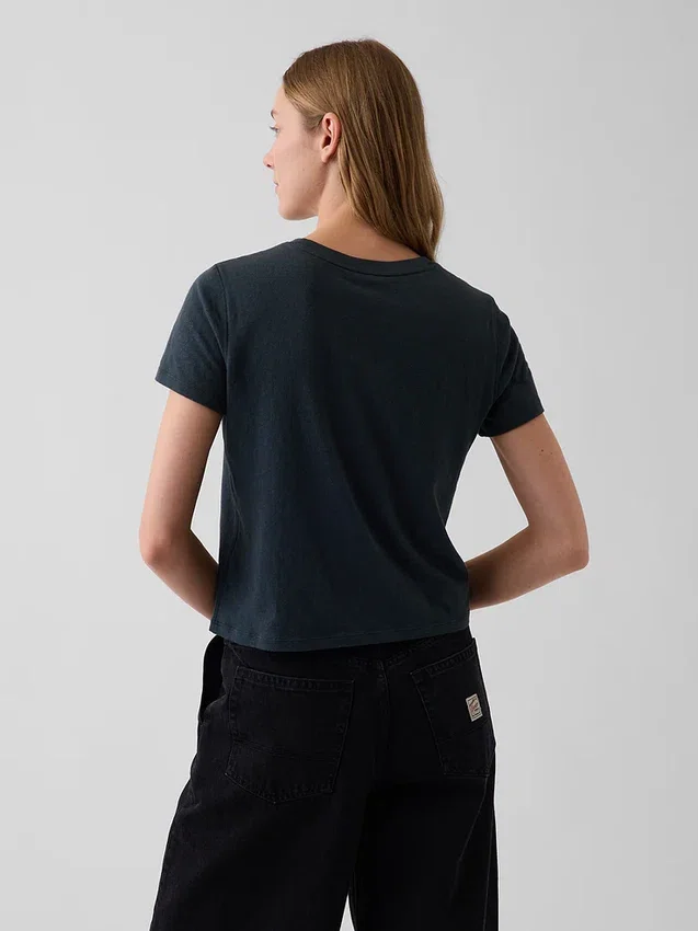 T-shirt autentica in cotone al 100% con effetto ristretto