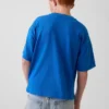 T-shirt blu per bambini con logo dal taglio comodo