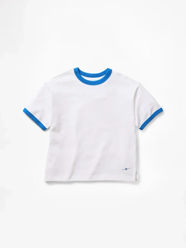 T-shirt blu per bambini con logo dal taglio comodo
