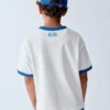 T-shirt blu per bambini con logo dal taglio comodo