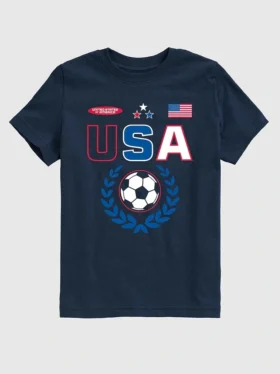T-shirt con grafica da calcio USA per bambini