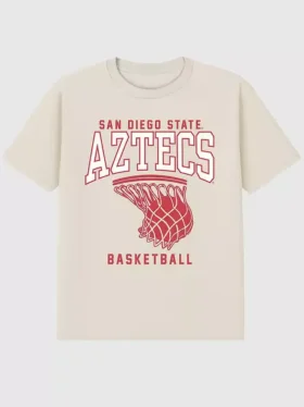 T-shirt con grafica del canestro da basket della San Diego State University